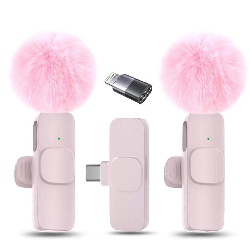 2 Pcs Wireless Lavalier Microphones for Iphone, Android, Ipad - Mini Wireless Clip-On Microphones Crystal Clear Sound Quality for Recording, Live Streaming,Vlog