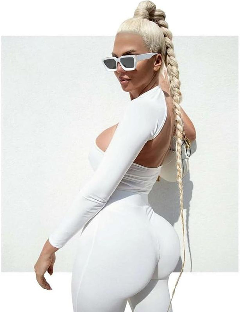 Trendy Square Sunglasses for Men Women Fashion Thick Rectangle Sun Glasses UV Protection Shades Designer Style