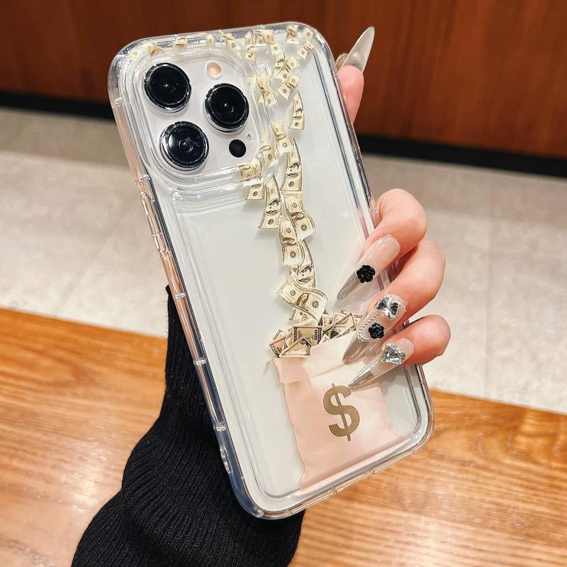 Fashion Money Pattern Phone Case, Clear Phone Cases for Iphone 11 12 13 14 15 16 Pro Max/Pro/Plus, Phone Accessories
