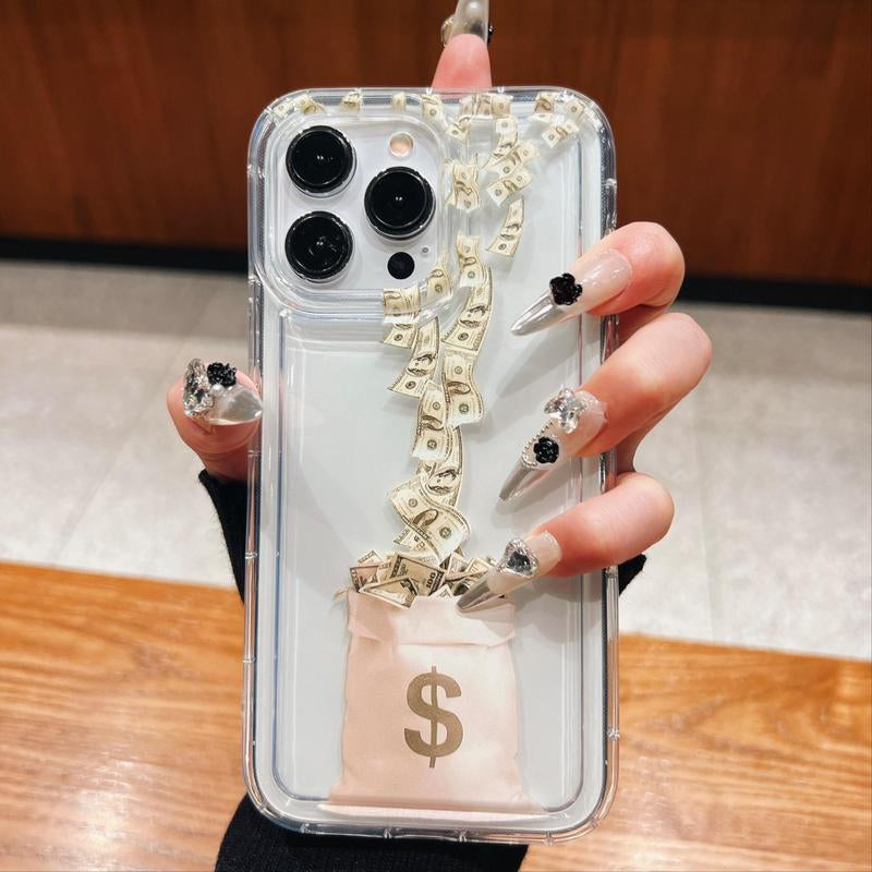 Fashion Money Pattern Phone Case, Clear Phone Cases for Iphone 11 12 13 14 15 16 Pro Max/Pro/Plus, Phone Accessories