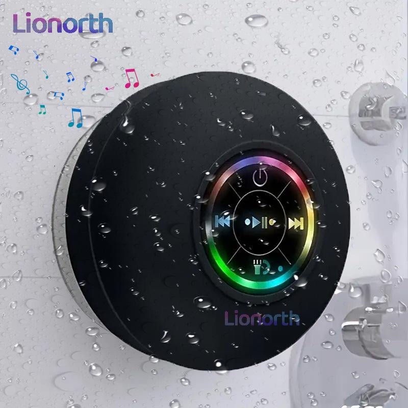 Waterproof Bluetooth Shower Speaker with LED Lights, IPX4 Portable Mini Speaker for Bathroom, Beach, Girlfriend Gift Travel and Home Environments - USB Rechargeable, Boyfriend Gift Provides Hands-Free Audio for Smartphones and Tablets