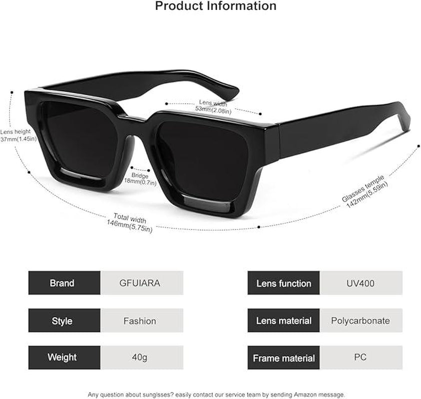 Trendy Square Sunglasses for Men Women Fashion Thick Rectangle Sun Glasses UV Protection Shades Designer Style