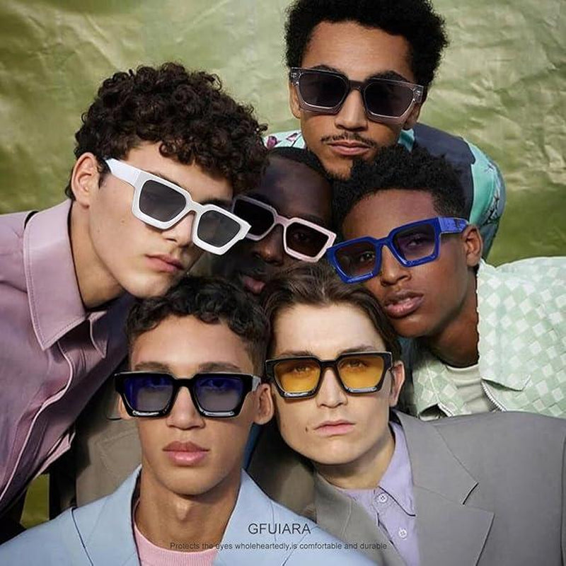 Trendy Square Sunglasses for Men Women Fashion Thick Rectangle Sun Glasses UV Protection Shades Designer Style