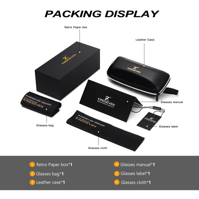 KINGSEVEN Aluminum Magnesium Unisex Aviator Eyeglass 7188 Driving, Fishing, Fashion Fit, Sunglass Lightweight, Top, Sunglass, Fashionable, Comfortable Design Vision