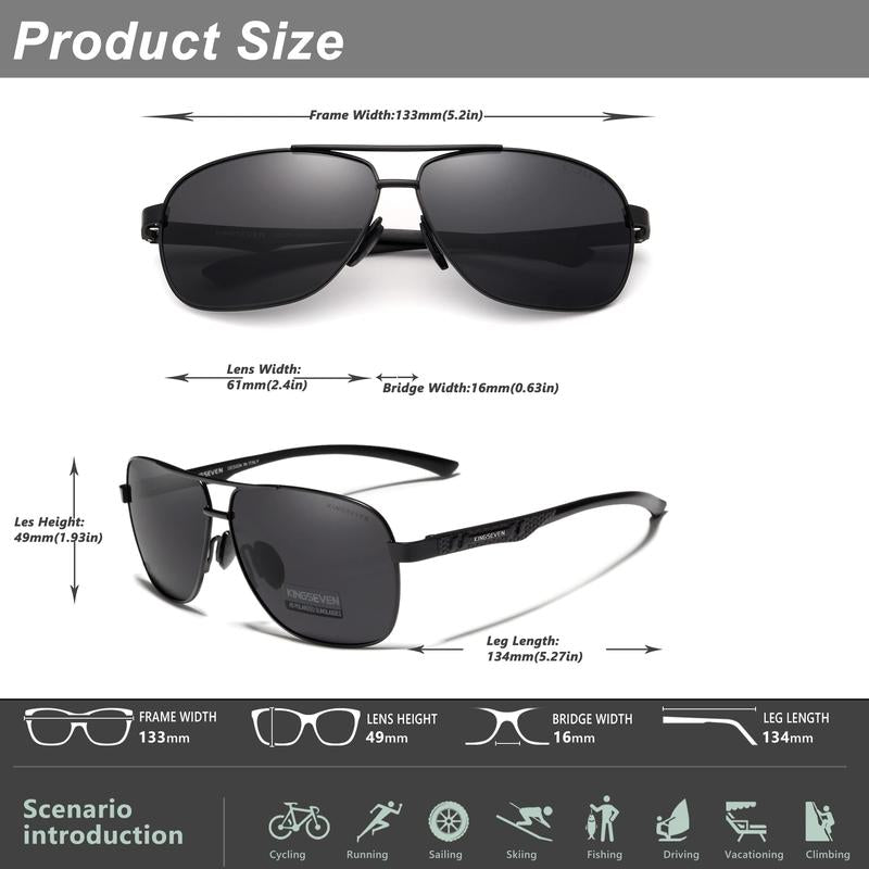 KINGSEVEN Aluminum Magnesium Unisex Aviator Eyeglass 7188 Driving, Fishing, Fashion Fit, Sunglass Lightweight, Top, Sunglass, Fashionable, Comfortable Design Vision