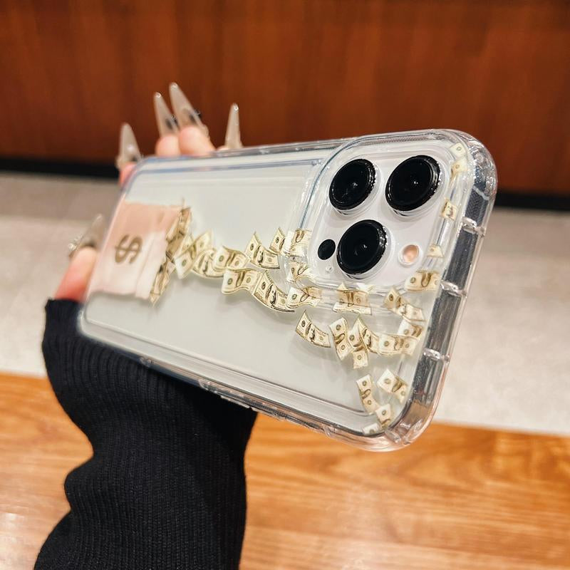 Fashion Money Pattern Phone Case, Clear Phone Cases for Iphone 11 12 13 14 15 16 Pro Max/Pro/Plus, Phone Accessories